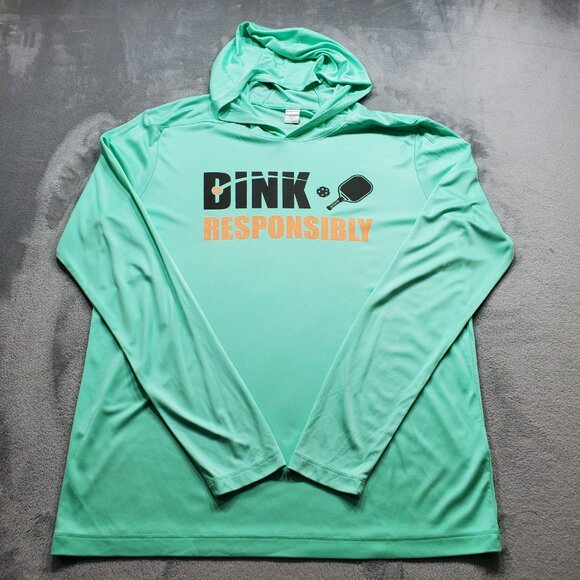 Sport-Tek UPF50 Hooded T-shirt Dink Responsibly Paddle Ball Graphic Men Sz L - Picture 2 of 9
